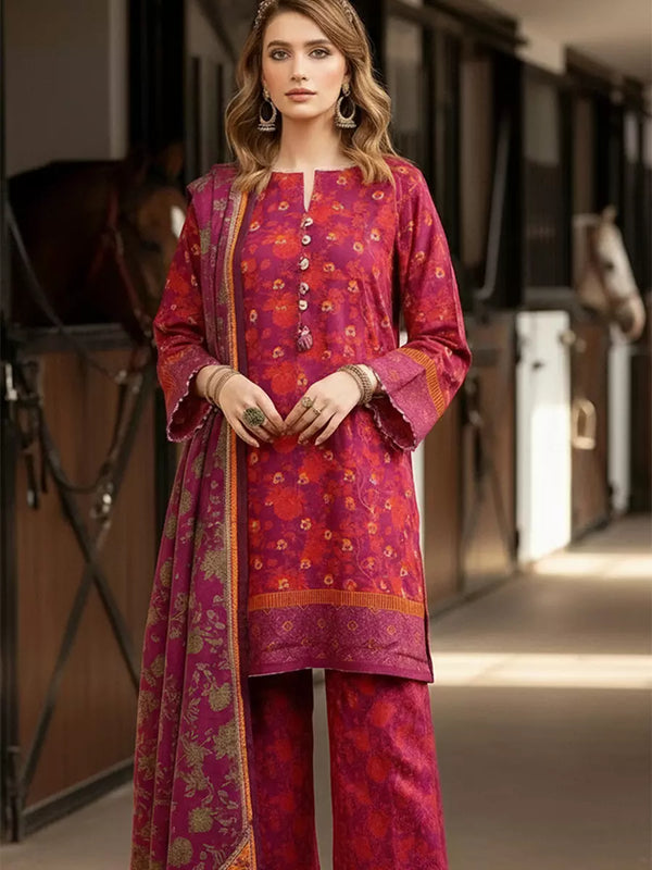 3PC Unstitched Printed Khaddar Suit (SUNS7ASI233)