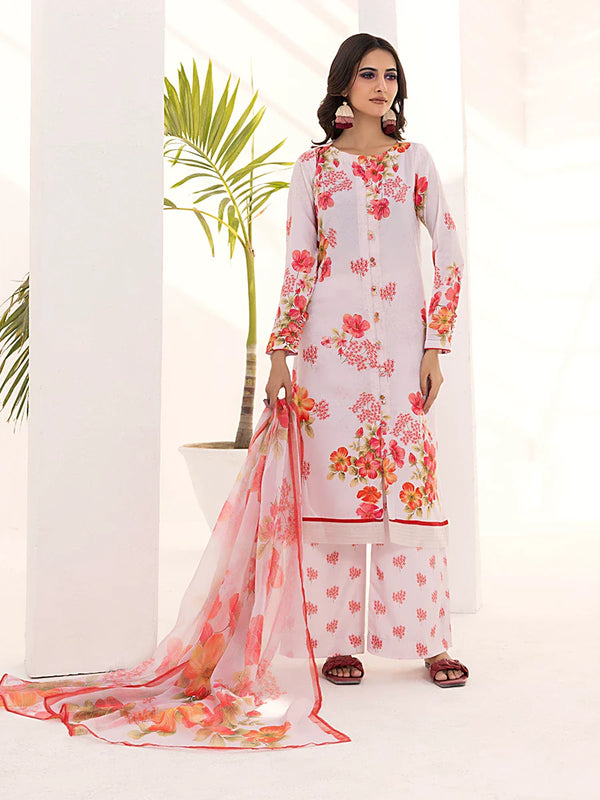3PC Unstitched Printed Lawn Silk Suit (ASI108)