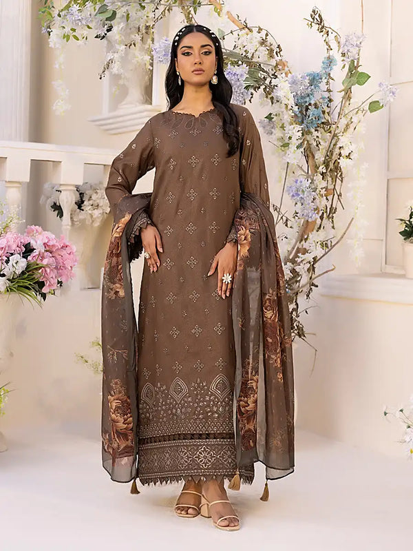 3PC Unstitched Embroidered Luxury Suit (P115)