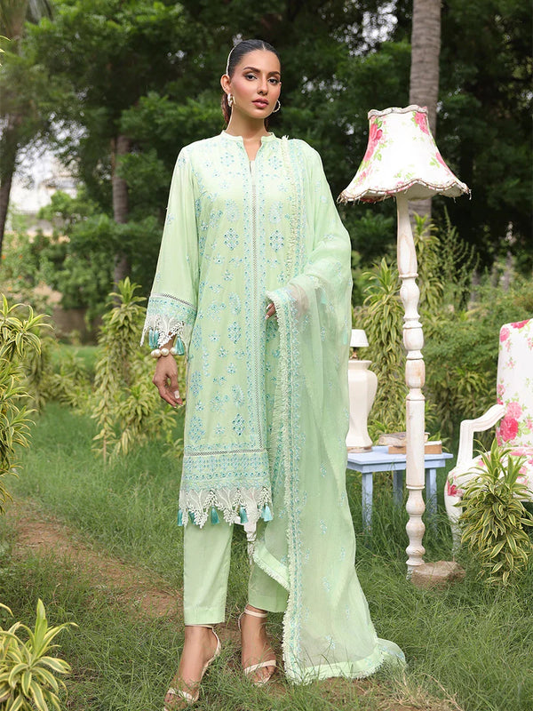 3PC STITCHED CHIKANKARI CAMBRIC EMBROIDERED SUIT (CK001)