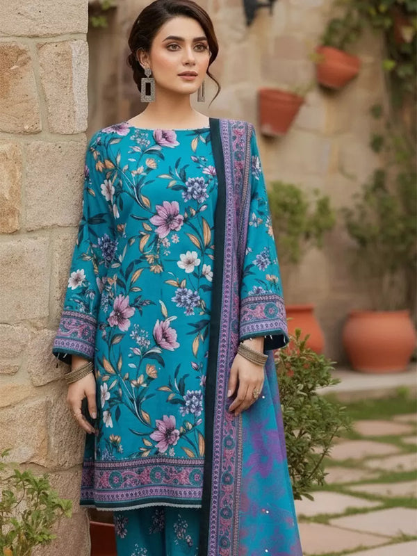 3PC Unstitched Printed Khaddar Suit (SUNS7ASI255)