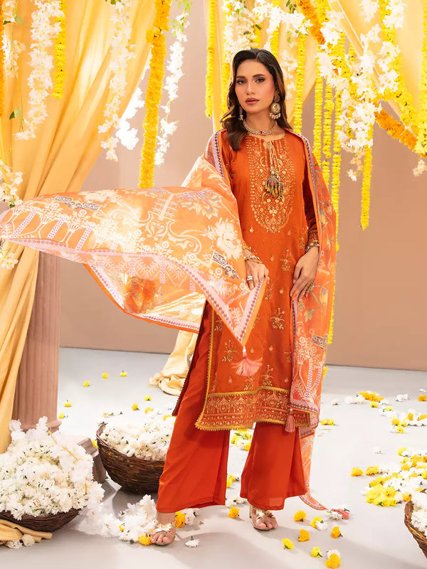 3Pc Unstitched Festive Embroidered Suit (No052)