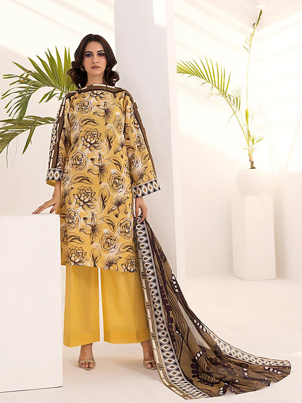3PC Stitched Lawn Printed  Suit