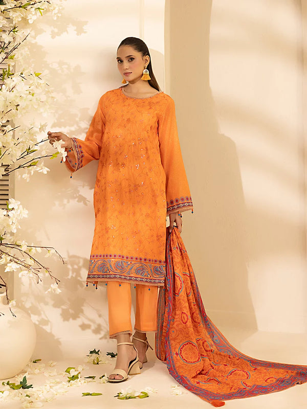 3PC Unstitched Embroidered Lawn Suit (P363)