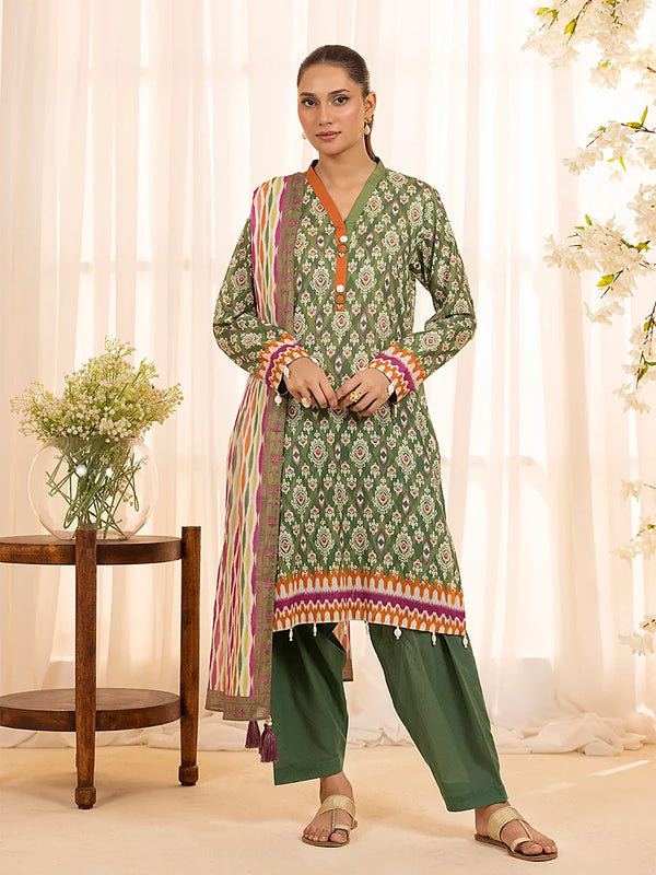 3PC Unstitched Lawn Printed  Suit (P371)