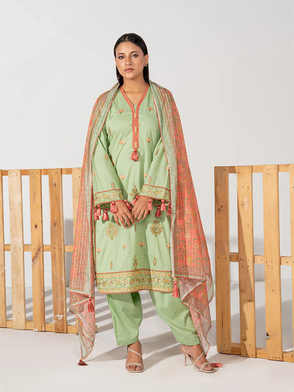 3PC EMBROIDERED LAWN SUIT (ALM032)