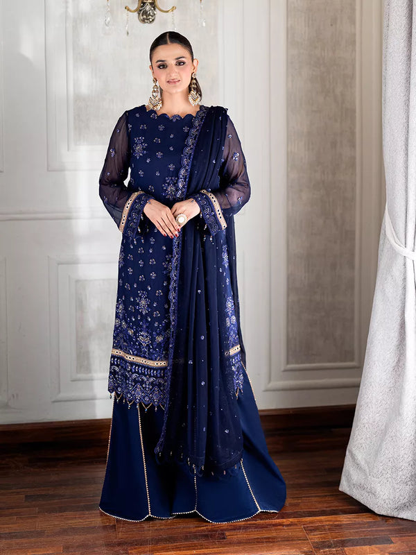 3PC Unstitched Chiffon Embroidered Suit (CH071)