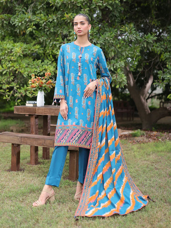 3PC STITCHED LUXURY CAMBRIC EMBROIDERED SUIT