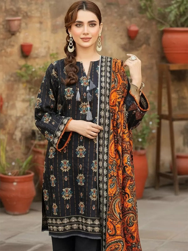 3PC Unstitched Printed Khaddar Suit (SUNS7ASI250)