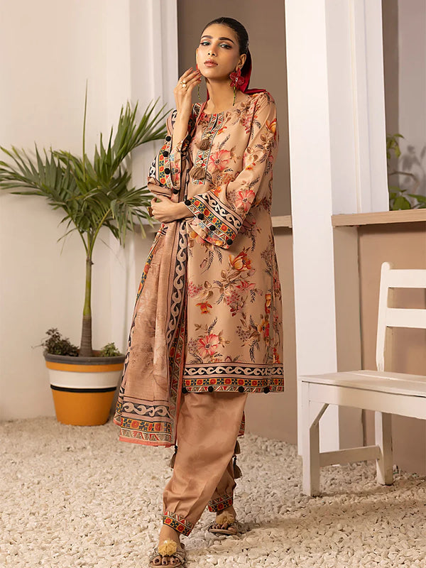 3PC Unstitched Printed Silk Lawn Suit (ASI052)
