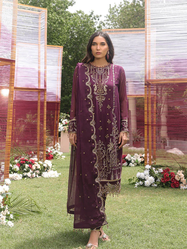 3PC STITCHED FESTIVE CHIFFON EMBROIDERED SUIT