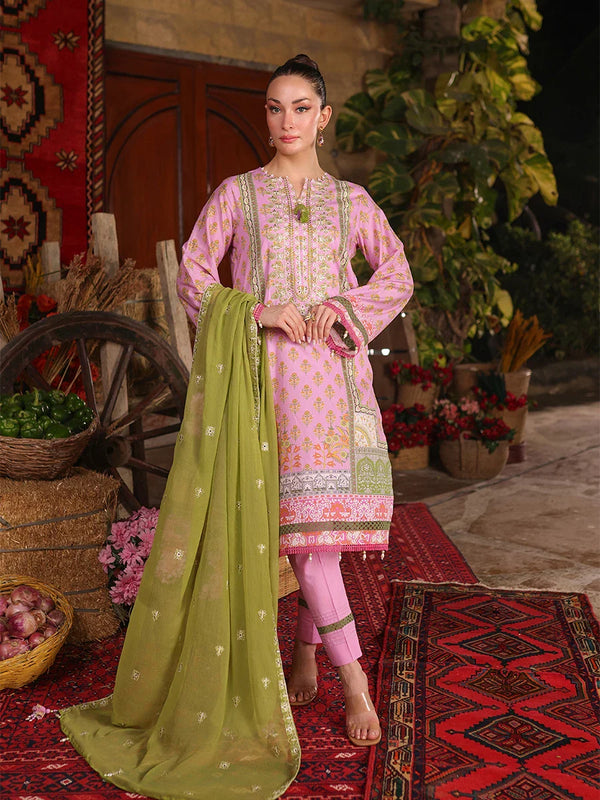 ROSEYMINT-EMBROIDERED LUXURY CAMBRIC UNSTITCHED 3PCS