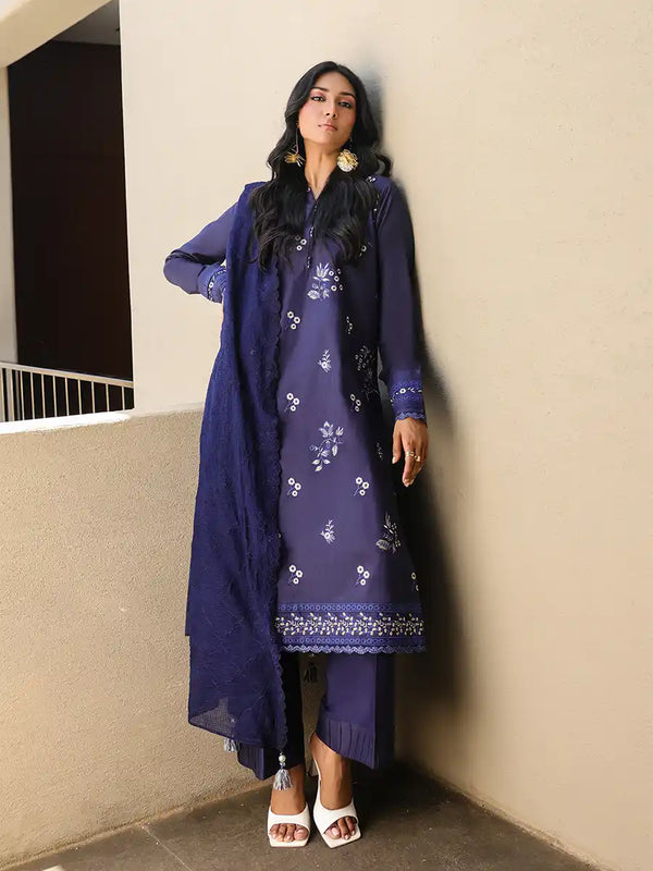 3PC Unstitched Embroidered Lawn Suit (ALM068)