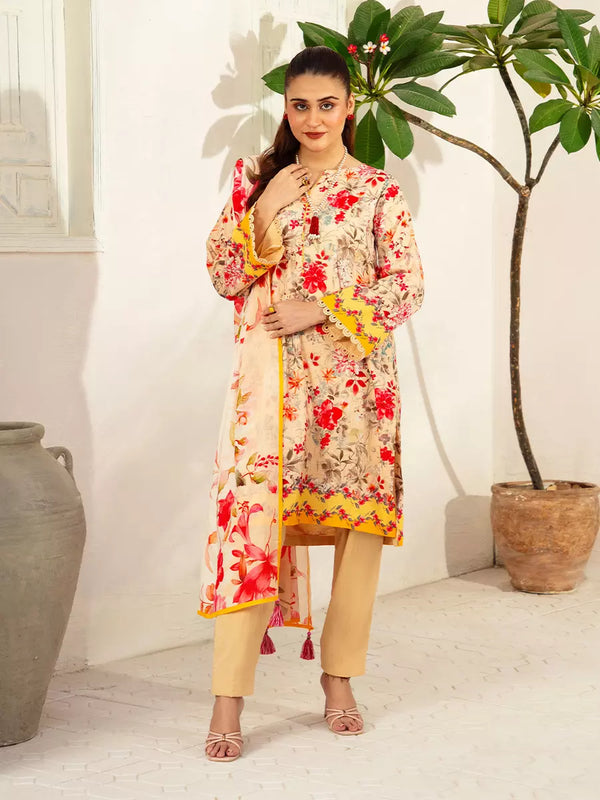 3PC Unstitched Bana Dora Printed Suit (P287)