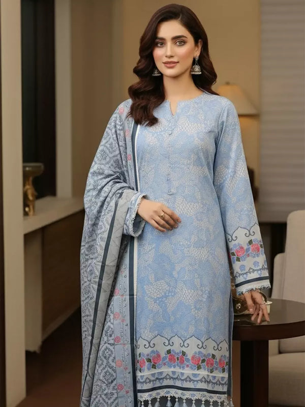 3PC Unstitched Printed Cambric Suit (SSW6U3P316)