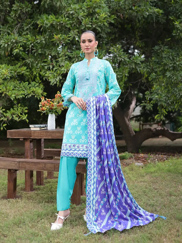3PC UNSTITCHED EMBROIDERED SUIT