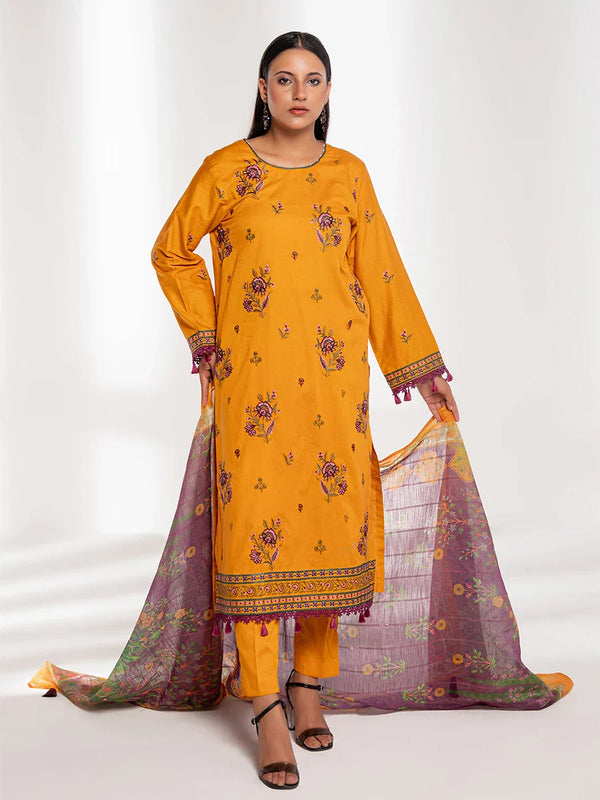 3PC EMBROIDERED LAWN SUIT (ALM028)
