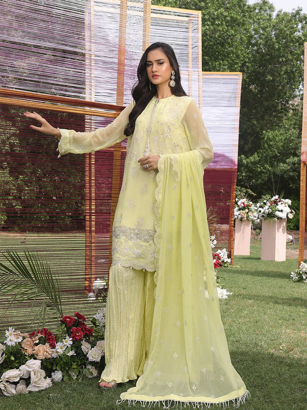 3PC STITCHED FESTIVE CHIFFON EMBROIDERED SUIT