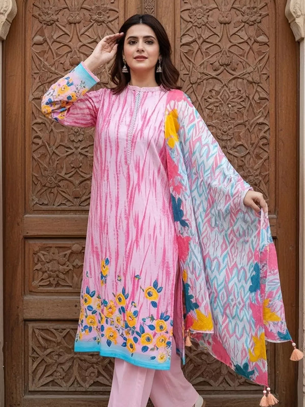 3PC Unstitched Printed Cambric Suit (SSW6U3P389)