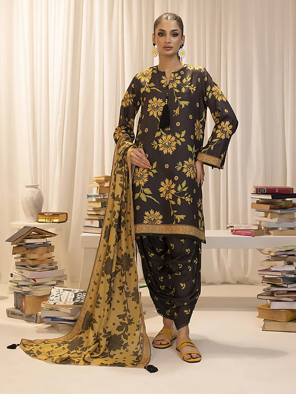 3PC Unstitched Printed Lawn Silk Suit (ASI018)