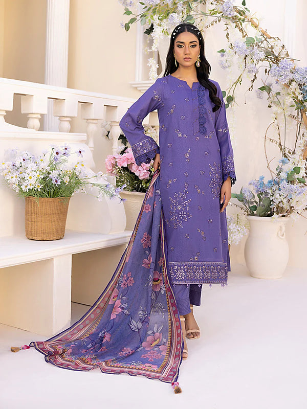 3PC Unstitched Embroidered Luxury Suit (P110)