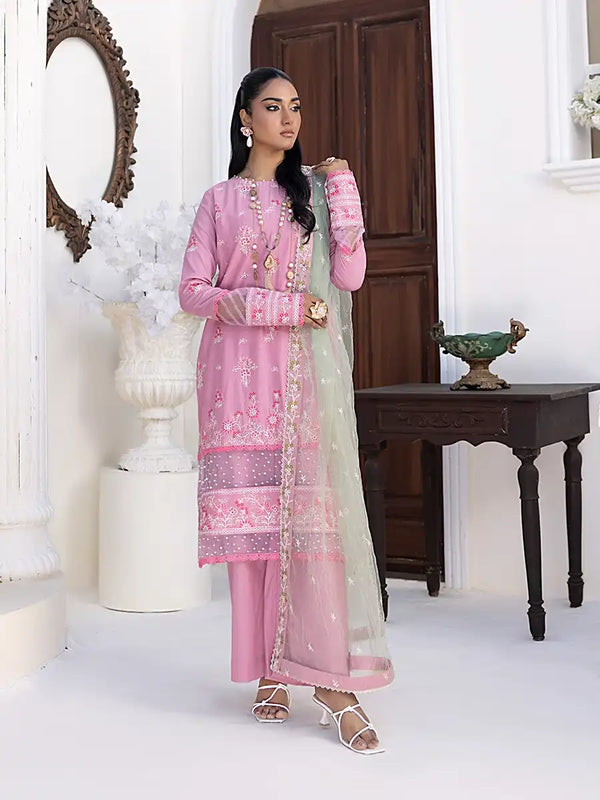 3PC Unstitched Embroidered Lawn Suit (P094)