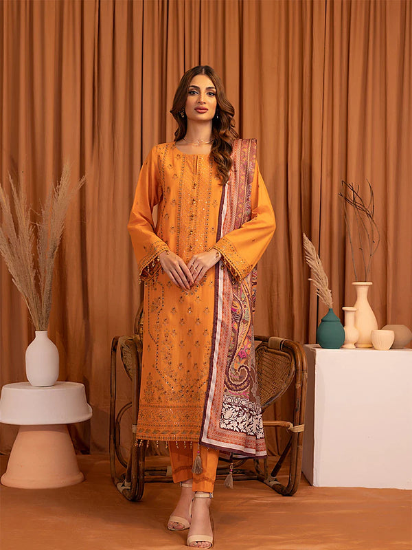 3PC EMBROIDERED LUXURY KHADDAR UNSTITCHED