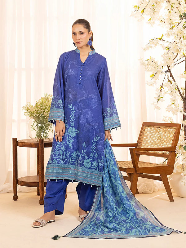 3PC Unstitched Lawn Printed  Suit (P369)