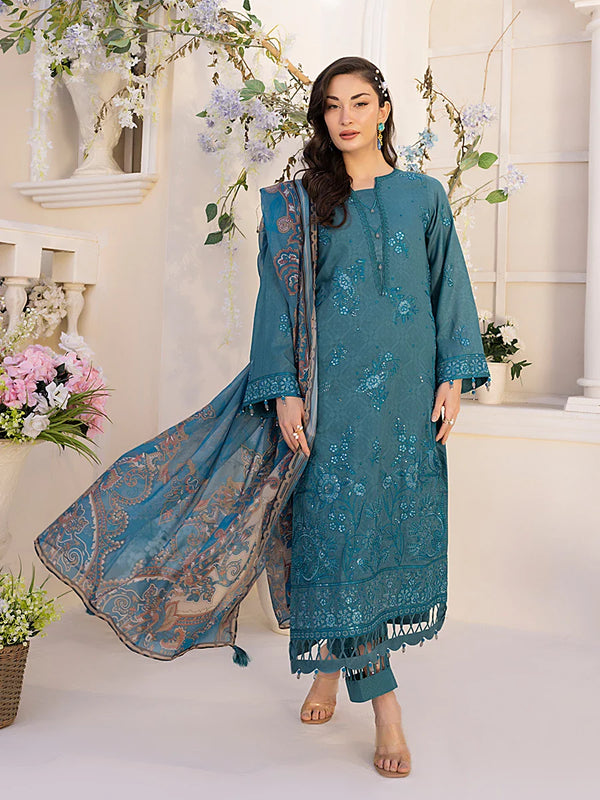 3PC Unstitched Embroidered Luxury Suit (P109)