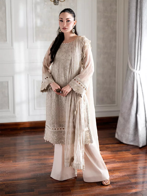 3PC Unstitched Chiffon Embroidered Suit (CH057)