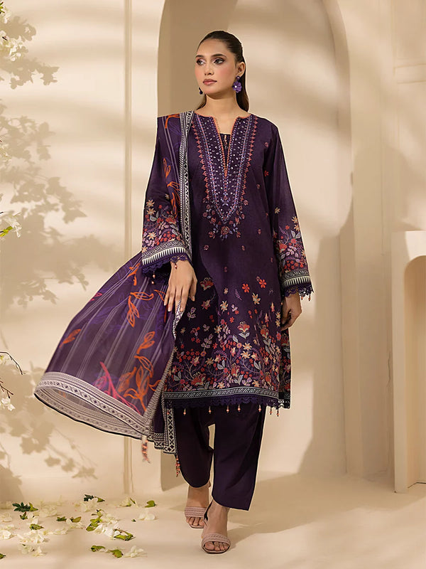 3PC Unstitched Embroidered Lawn Suit (P360)
