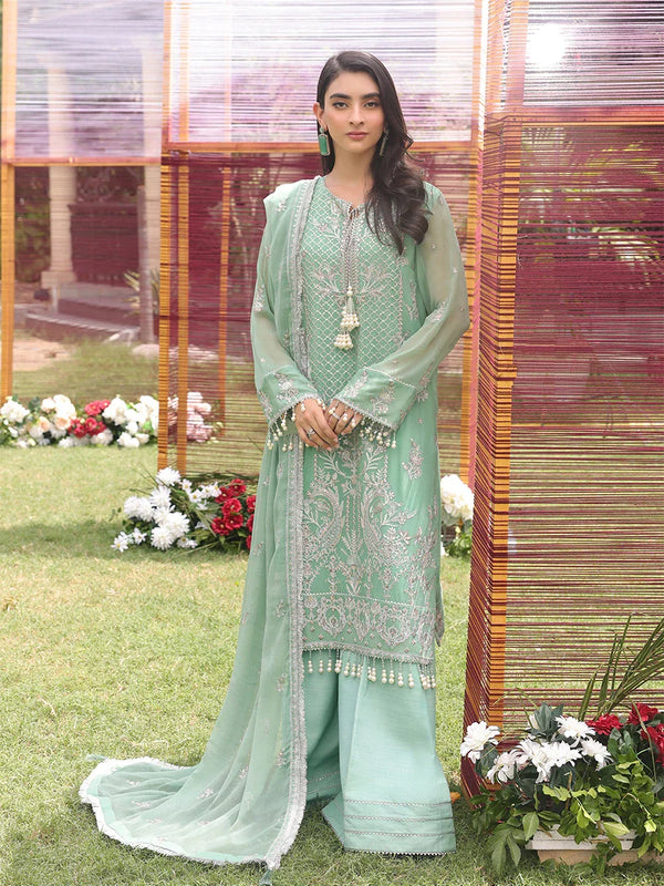 3PC STITCHED FESTIVE CHIFFON EMBROIDERED SUIT
