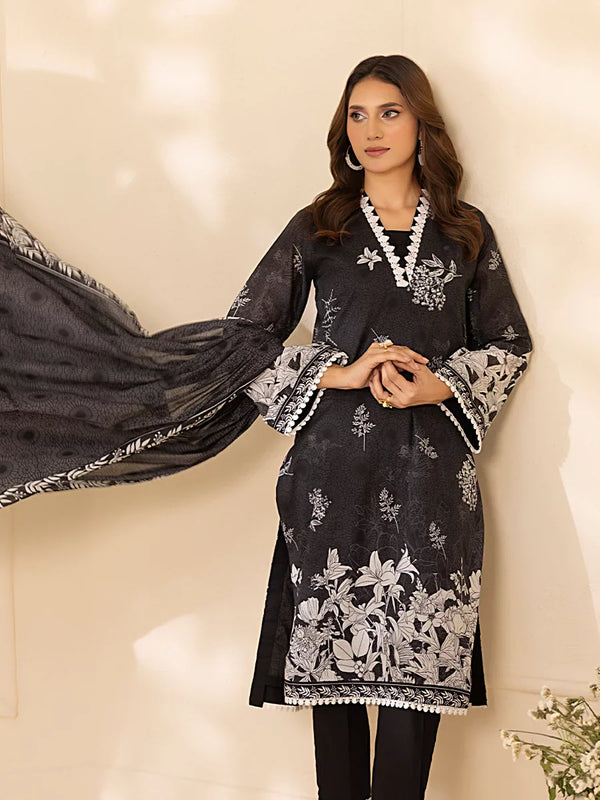 3PC Unstitched Lawn Printed Suit (P309)