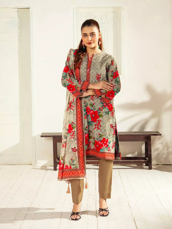 3PC Unstitched Doria Cambric Printed Suit (P289)