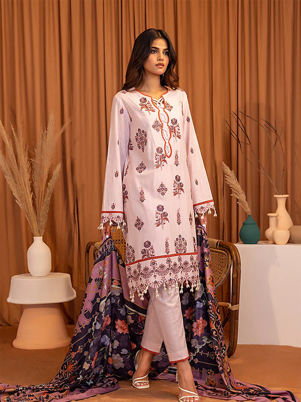 3PC EMBROIDERED KHADDAR UNSTITCHED SUIT