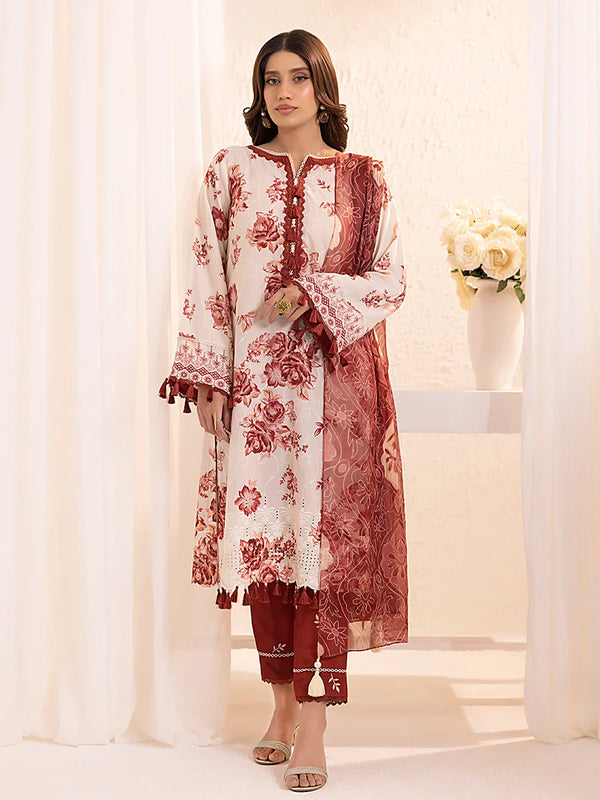 3PC UNSTITCHED PRINTKARI EMBROIDERED SUIT (CK012)