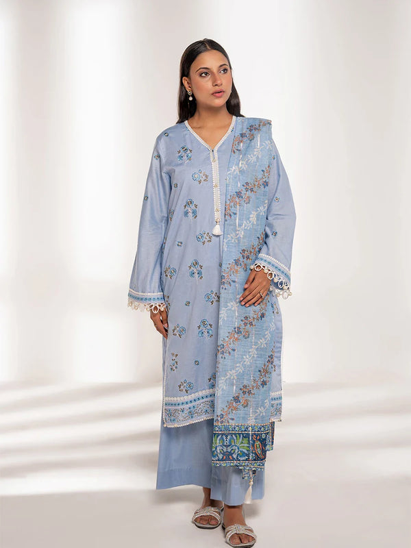3PC EMBROIDERED LAWN SUIT (ALM030)