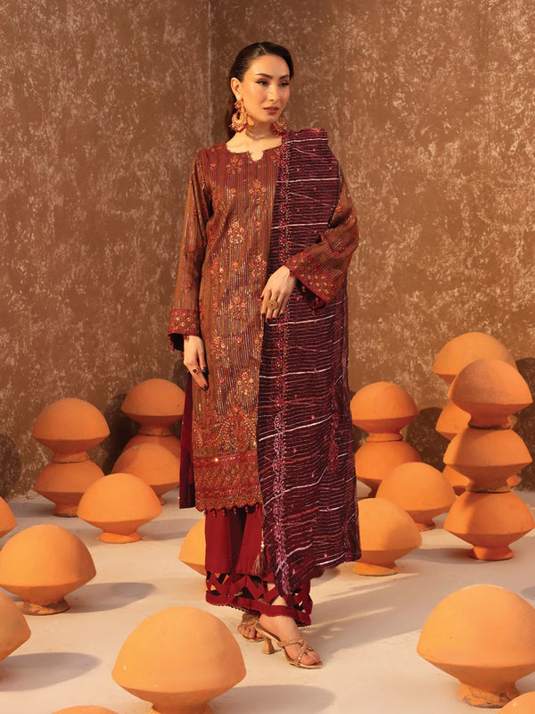 3PC Unstitched Festive Embroidered Suit (SUNS7JI063)