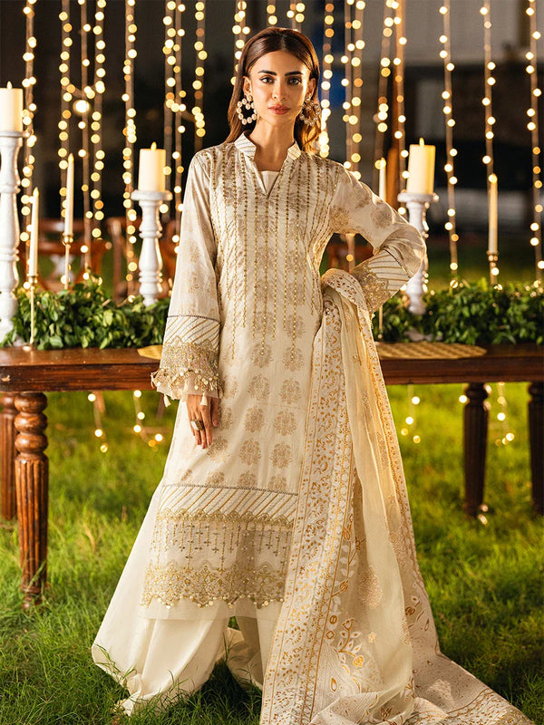 3PC Unstitched Luxury Lawn Embroidered Suit
