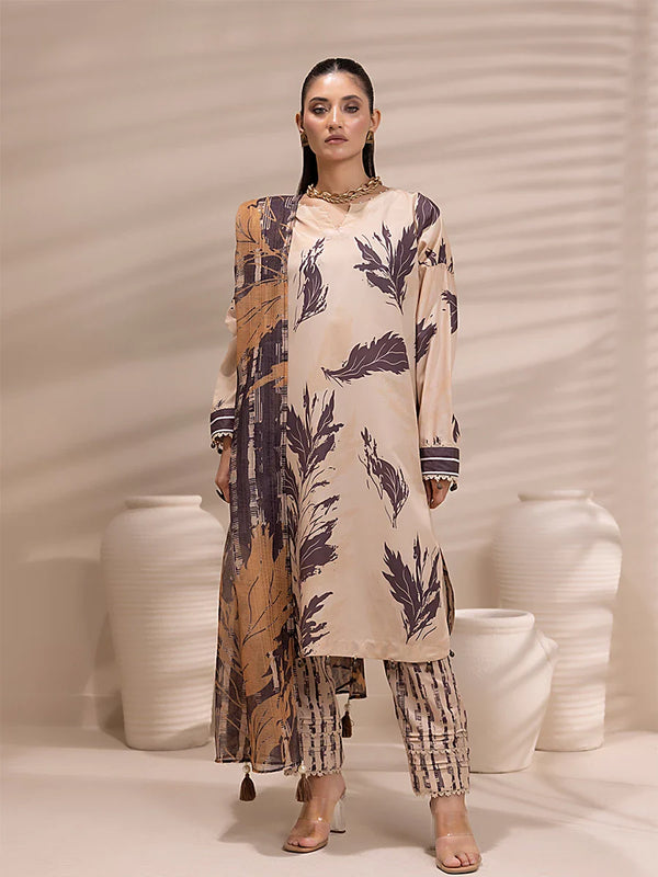 3PC Unstitched Printed Lawn Silk Suit (ASI163)