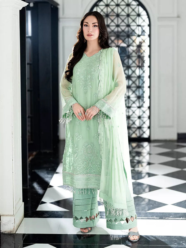 3PC Unstitched Chiffon Embroidered Suit (CH059)
