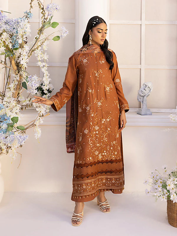 3PC Unstitched Embroidered Luxury Suit (P108)