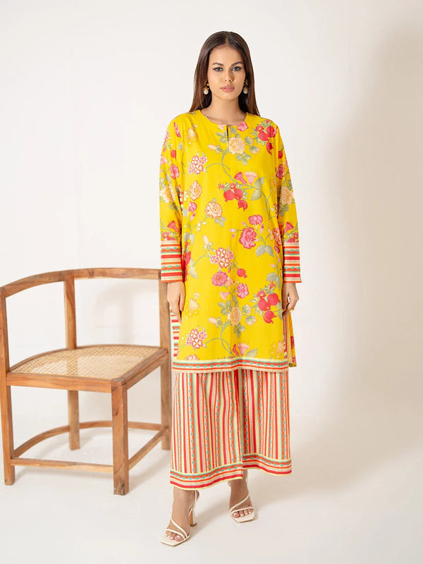 2PC Stitched Printed Cambric Dress (AL133)