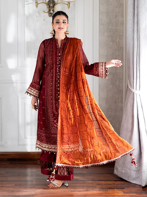 3PC Unstitched Chiffon Embroidered Suit (CH066)