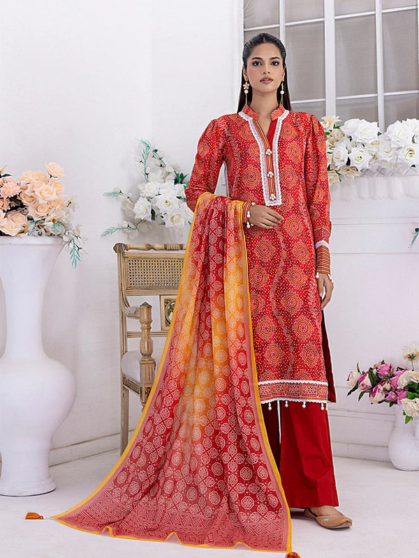 3Pc Chunri Unstitched Lawn Printed Suit (SSW6U3P259)