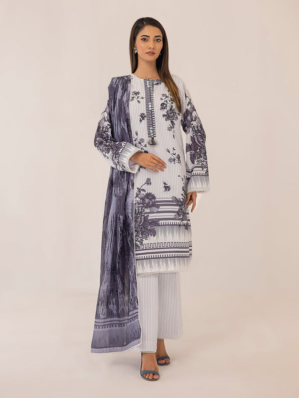 MONOCHROME DIGITAL PRINTED LAWN SILK SUIT