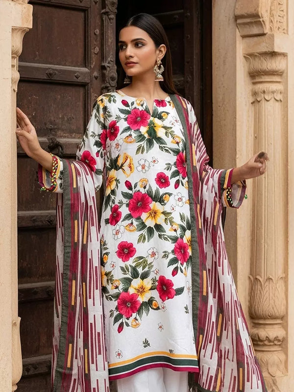 3PC Unstitched Printed Cambric Suit (SSW6U3P392)
