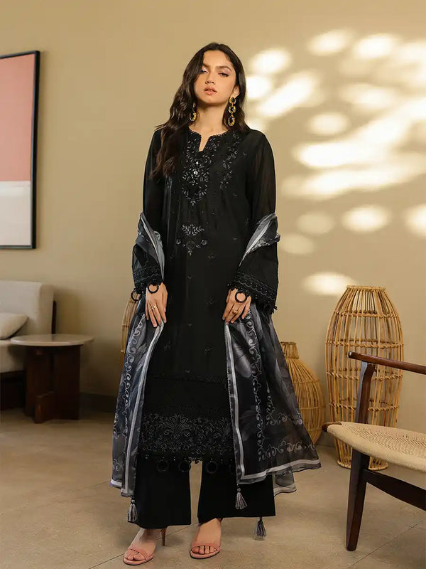 3PC Unstitched Embroidered Lawn Suit (ALM065-A)