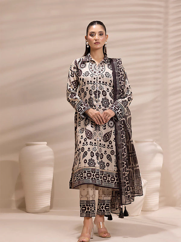 3PC Unstitched Printed Lawn Silk Suit (ASI162)