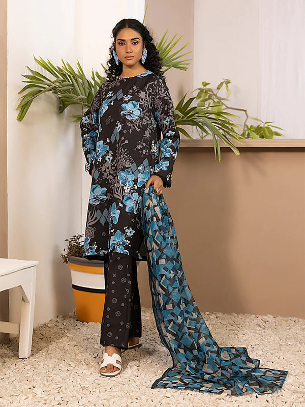 3pc Unstitched Printed Silk Lawn Suit (ASI060)